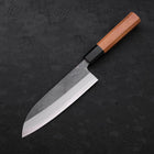 Santoku Blue Steel #2 Kurouchi Buffalo Teak Handle 165mm-[Musashi]-[Japanese-Kitchen-Knives]