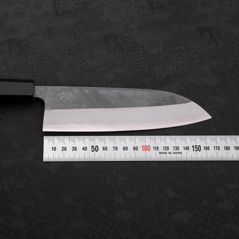 Santoku Blue Steel #2 Kurouchi Buffalo Teak Handle 165mm-[Musashi]-[Japanese-Kitchen-Knives]