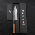 Santoku Blue Steel #2 Kurouchi Buffalo Teak Handle 165mm-[Musashi]-[Japanese-Kitchen-Knives]