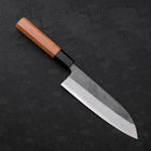 Santoku Blue Steel #2 Kurouchi Buffalo Teak Handle 165mm-[Musashi]-[Japanese-Kitchen-Knives]