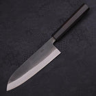 Santoku Blue Steel #2 Kurouchi Chokin Nami-Fuji Buffalo Ebony Handle 170mm-[Musashi]-[Japanese-Kitchen-Knives]