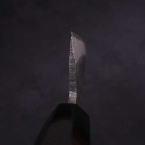 Santoku Blue Steel #2 Kurouchi Chokin Nami-Fuji Buffalo Ebony Handle 170mm-[Musashi]-[Japanese-Kitchen-Knives]