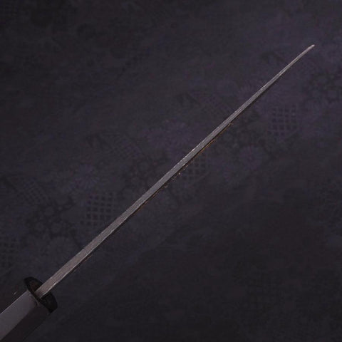 Santoku Blue Steel #2 Kurouchi Chokin Nami-Fuji Buffalo Ebony Handle 170mm-[Musashi]-[Japanese-Kitchen-Knives]