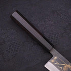 Santoku Blue Steel #2 Kurouchi Chokin Nami-Fuji Buffalo Ebony Handle 170mm-[Musashi]-[Japanese-Kitchen-Knives]