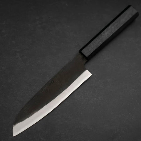 Santoku Blue Steel #2 Kurouchi Dark Blue Urushi Handle 165mm (6.5”)
