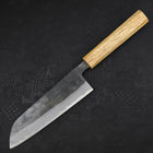 Santoku Blue Steel #2 Kurouchi Oak Handle 165mm-[Musashi]-[Japanese-Kitchen-Knives]