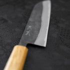 Santoku Blue Steel #2 Kurouchi Oak Handle 165mm-[Musashi]-[Japanese-Kitchen-Knives]