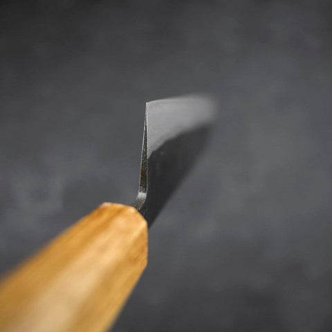 Santoku Blue Steel #2 Kurouchi Oak Handle 165mm-[Musashi]-[Japanese-Kitchen-Knives]