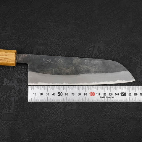 Santoku Blue Steel #2 Kurouchi Oak Handle 165mm-[Musashi]-[Japanese-Kitchen-Knives]
