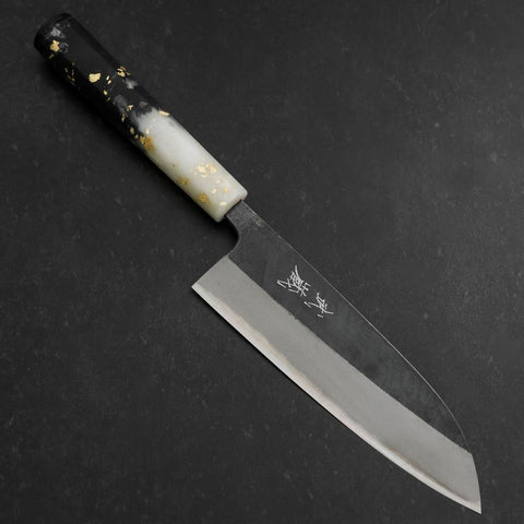 Santoku Blue Steel #2 Kurouchi Mango Blanco Negro Dorado Plástico del Océano 165mm