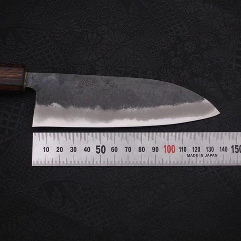Santoku Blue Steel #2 Kurouchi Sumi Urushi Handle 135mm-[Musashi]-[Japanese-Kitchen-Knives]