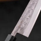 Santoku Blue Steel #2 Nashiji Stainless Clad Buffalo Teak Handle 165mm-[Musashi]-[Japanese-Kitchen-Knives]