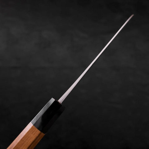 Santoku Blue Steel #2 Nashiji Stainless Clad Buffalo Teak Handle 165mm-[Musashi]-[Japanese-Kitchen-Knives]