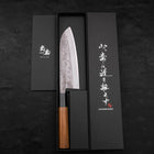 Santoku Blue Steel #2 Nashiji Stainless Clad Buffalo Teak Handle 165mm-[Musashi]-[Japanese-Kitchen-Knives]
