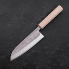 Santoku Blue Steel #2 Nashiji Stainless Clad White Urushi Handle 165mm-[Musashi]-[Japanese-Kitchen-Knives]