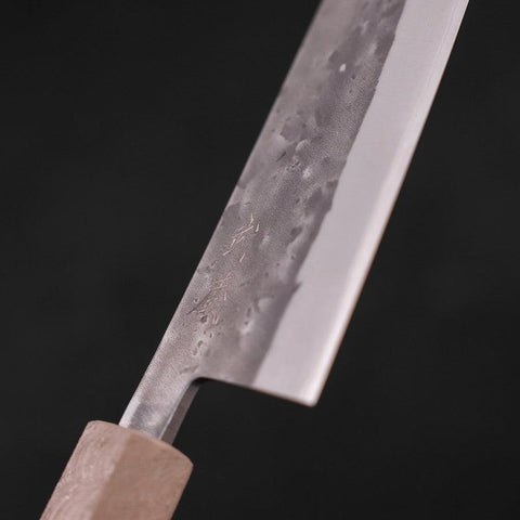 Santoku Blue Steel #2 Nashiji Stainless Clad White Urushi Handle 165mm-[Musashi]-[Japanese-Kitchen-Knives]