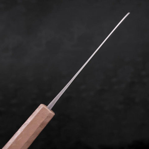 Santoku Blue Steel #2 Nashiji Stainless Clad White Urushi Handle 165mm-[Musashi]-[Japanese-Kitchen-Knives]