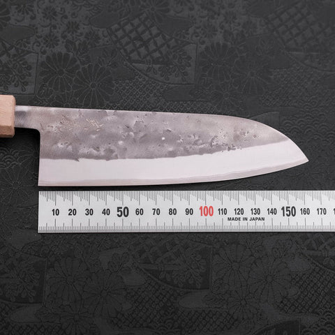 Santoku Blue Steel #2 Nashiji Stainless Clad White Urushi Handle 165mm-[Musashi]-[Japanese-Kitchen-Knives]