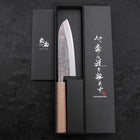 Santoku Blue Steel #2 Nashiji Stainless Clad White Urushi Handle 165mm-[Musashi]-[Japanese-Kitchen-Knives]