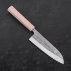 Santoku Blue Steel #2 Nashiji Stainless Clad White Urushi Handle 165mm-[Musashi]-[Japanese-Kitchen-Knives]