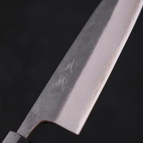 Santoku Blue Steel #2 Stainless Clad Kurouchi Buffalo Ebony Handle 165mm-[Musashi]-[Japanese-Kitchen-Knives]