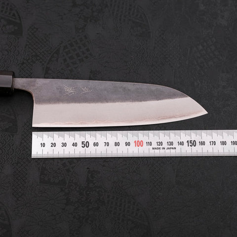 Santoku Blue Steel #2 Stainless Clad Kurouchi Buffalo Ebony Handle 165mm-[Musashi]-[Japanese-Kitchen-Knives]