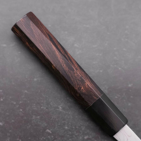 Santoku Blue Steel #2 Suminagashi Buffalo Ebony Handle 170mm-[Musashi]-[Japanese-Kitchen-Knives]