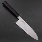 Santoku Blue Steel #2 Suminagashi Buffalo Ebony Handle 170mm-[Musashi]-[Japanese-Kitchen-Knives]