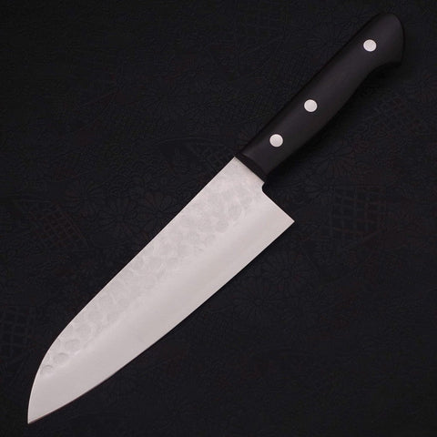 Santoku Blue Steel #2 Tsuchime Revestimiento de Acero Inoxidable Mango Occidental 170mm