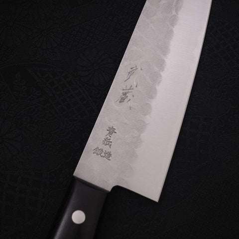 Santoku Blue Steel #2 Tsuchime Revestimiento de Acero Inoxidable Mango Occidental 170mm