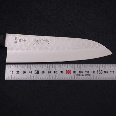 Santoku Blue Steel #2 Tsuchime Revestimiento de Acero Inoxidable Mango Occidental 170mm