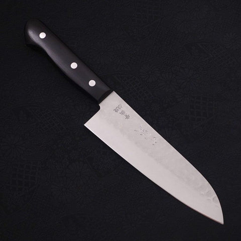 Santoku Blue Steel #2 Tsuchime Revestimiento de Acero Inoxidable Mango Occidental 170mm