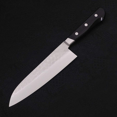 Santoku Blue Steel #2 Tsuchime Stainless Clad Western Handle 180mm-[Musashi]-[Japanese-Kitchen-Knives]