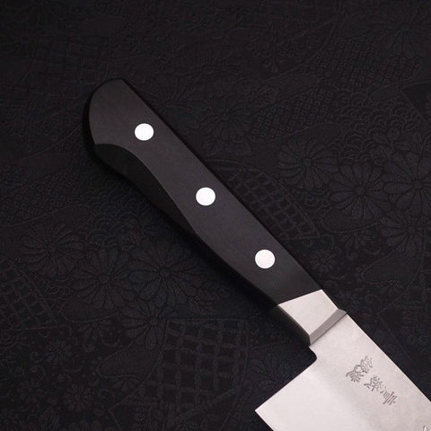 Santoku Blue Steel #2 Tsuchime Stainless Clad Western Handle 180mm-[Musashi]-[Japanese-Kitchen-Knives]