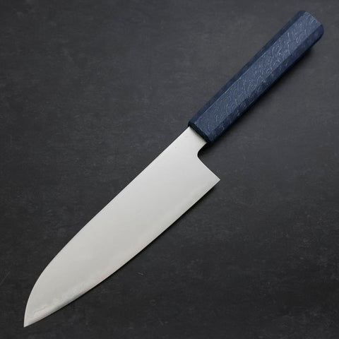 Santoku Chromax Polished Blue Urushi Handle 170mm-[Musashi]-[Japanese-Kitchen-Knives]