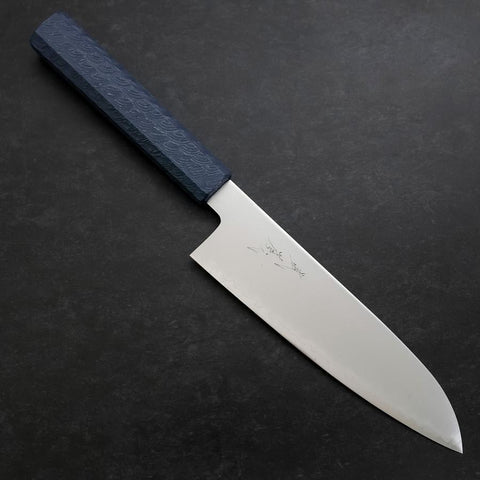 Santoku Chromax Polished Blue Urushi Handle 170mm-[Musashi]-[Japanese-Kitchen-Knives]