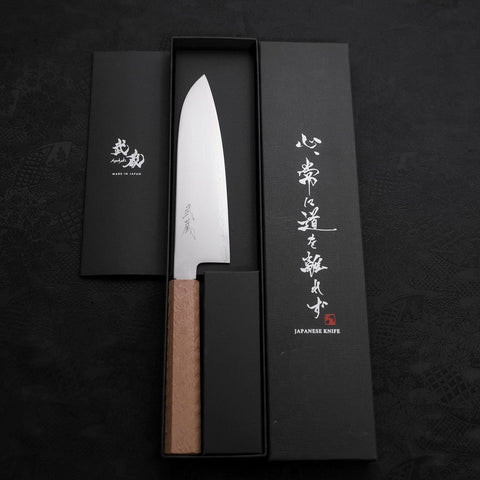 Santoku Chromax Polished White Urushi Handle 170mm-[Musashi]-[Japanese-Kitchen-Knives]