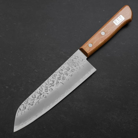 Santoku Chromax Tsuchime Brown Western Handle 165mm-[Musashi]-[Japanese-Kitchen-Knives]
