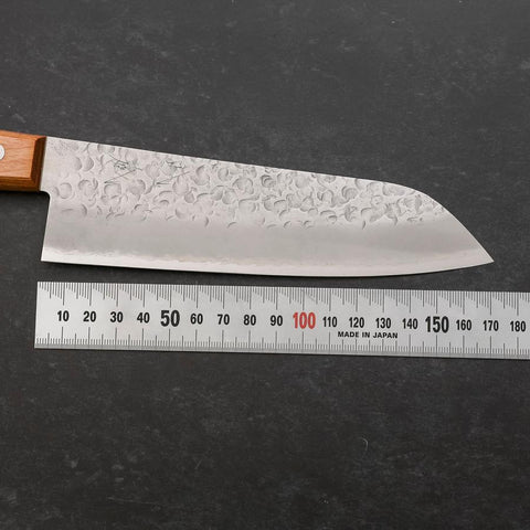 Santoku Chromax Tsuchime Brown Western Handle 165mm-[Musashi]-[Japanese-Kitchen-Knives]