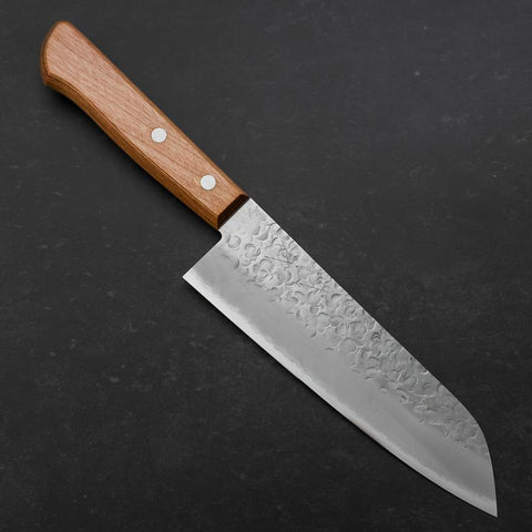 Santoku Chromax Tsuchime Brown Western Handle 165mm-[Musashi]-[Japanese-Kitchen-Knives]