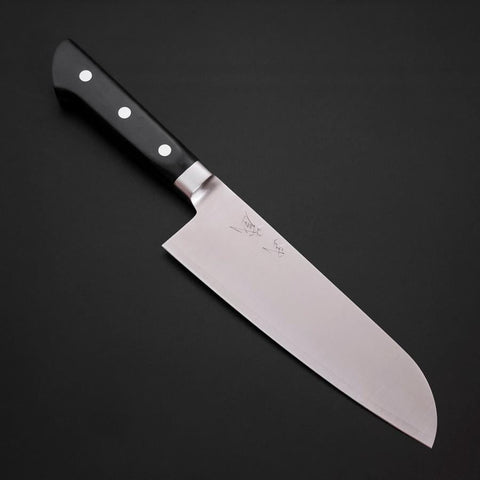 Santoku Molybdenum Polished Western Black Handle 175mm (6.8”)-[Musashi]-[Japanese-Kitchen-Knives]