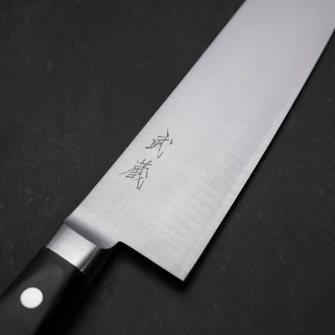 Santoku Molybdenum Polished Western Black Handle 180mm-[Musashi]-[Japanese-Kitchen-Knives]