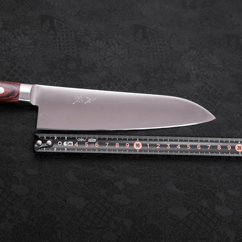 Santoku Molybdenum Polished Western Mahogany Handle 180mm-[Musashi]-[Japanese-Kitchen-Knives]