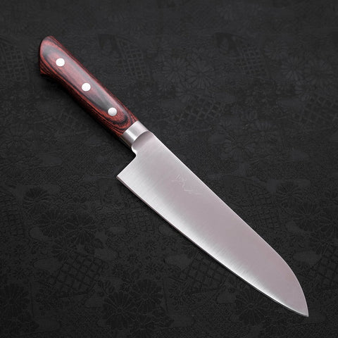 Santoku Molybdenum Polished Western Mahogany Handle 180mm-[Musashi]-[Japanese-Kitchen-Knives]