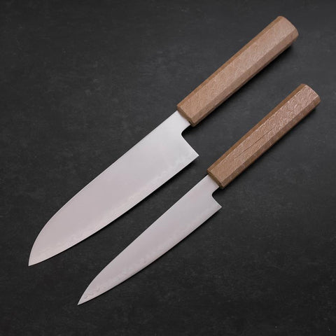Santoku & Petty Chromax Pulido Mango Urushi Blanco Set Sakura