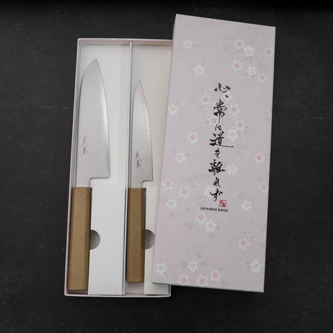 Santoku & Petty Chromax Pulido Mango Urushi Blanco Set Sakura