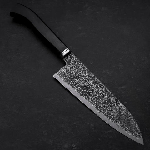Santoku SG-2 Black Damascus Western Ebony Handle 180mm-[Musashi]-[Japanese-Kitchen-Knives]