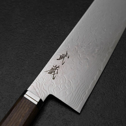 Santoku SG-2 Damascus Western Golden Ebony Handle 180mm (7”)-[Musashi]-[Japanese-Kitchen-Knives]
