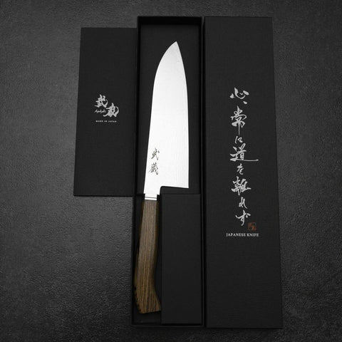 Santoku SG-2 Damascus Western Golden Ebony Handle 180mm (7”)-[Musashi]-[Japanese-Kitchen-Knives]