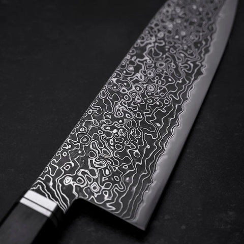 Santoku SG-2 Kurozome Damascus Ebony Handle 180mm-[Musashi]-[Japanese-Kitchen-Knives]